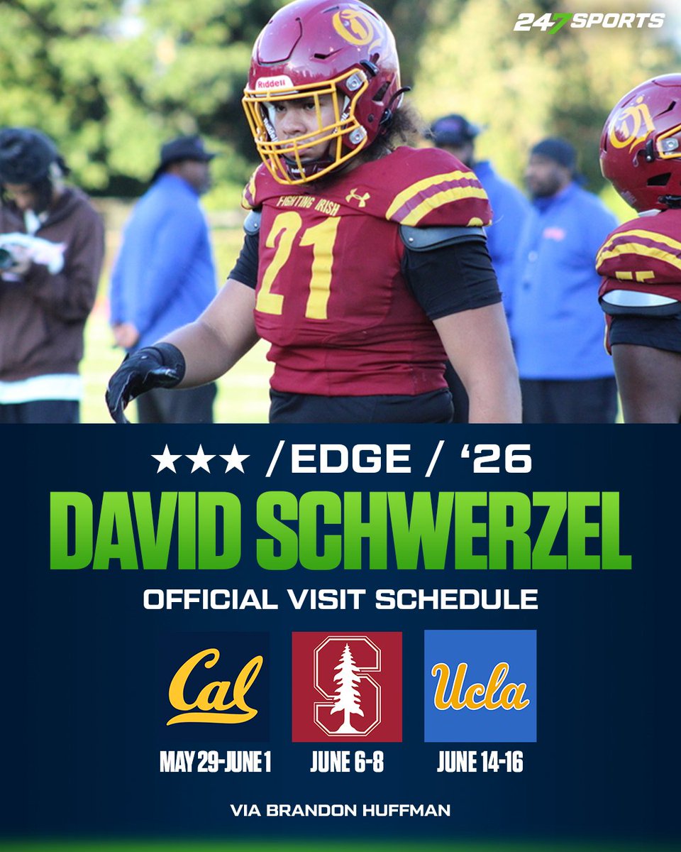 BrandonHuffman's tweet photo. Seattle (Wash.) O'Dea 2026 edge David Schwerzel has locked in three official visits for the spring and is set to cap a busy week down in New Orleans https://t.co/J3e4ZRXOKL https://t.co/3nGOuEG2u7