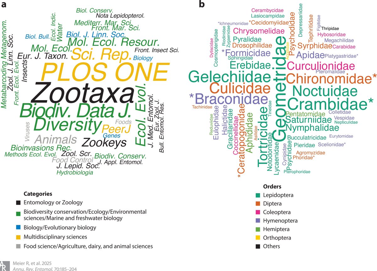 RudolfMeier15's tweet image. &quot;Illuminating Entomological Dark Matter with DNA Barcodes in an Era of Insect Decline, Deep Learning, and Genomics&quot; Who uses insect DNA barcodes for which taxa? The usual suspects dominate... Now in Annual Review of Entomology: doi.org/10.1146/annure…