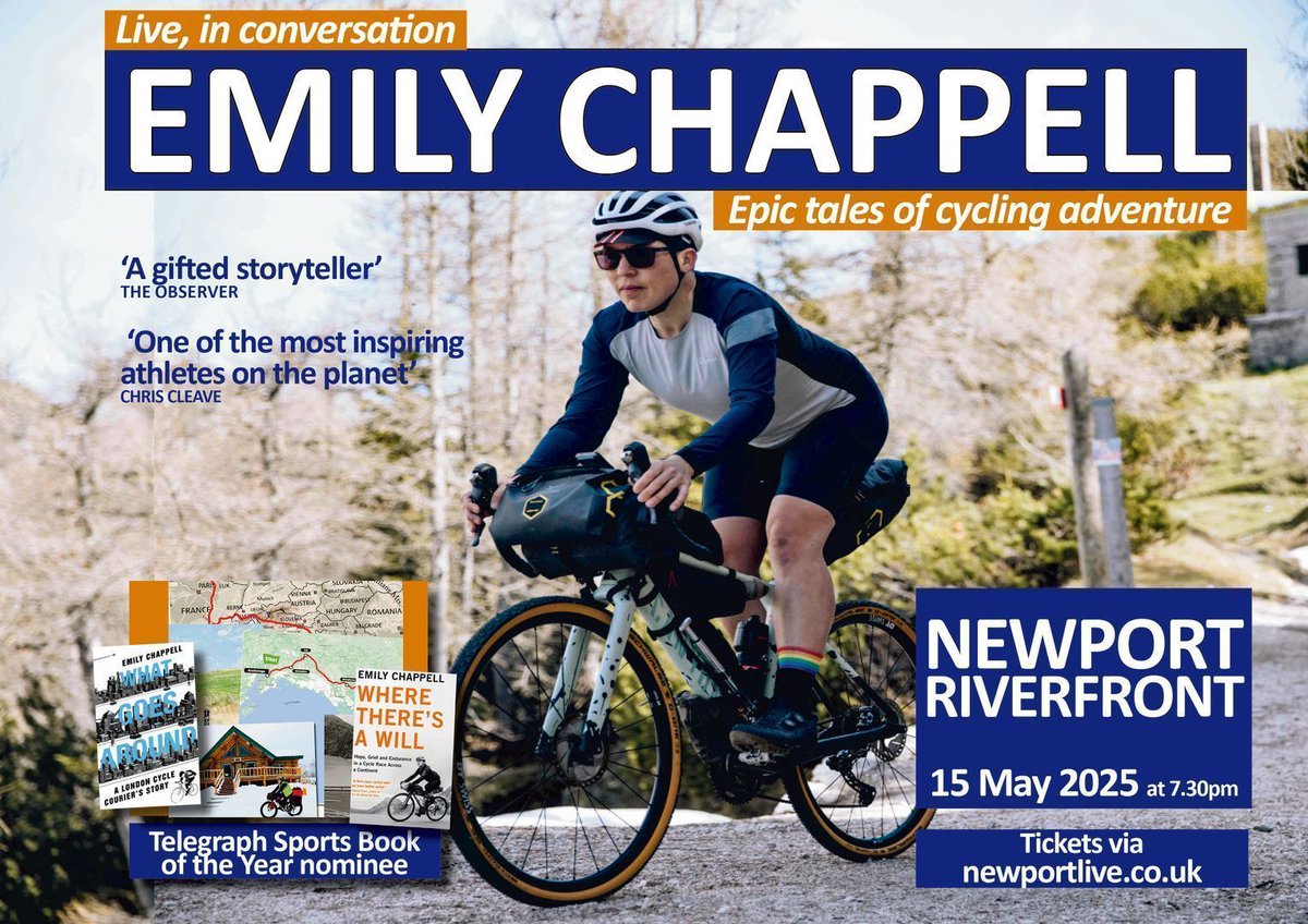 Show announcement: Emily Chappell's Epic Tales of Cycling Adventure 🚴‍♀️ 

The inspirational adventurer and endurance cyclist Emily Chappell shares stories from her epic travels and remarkable life story. 

📆 Thurs 15 May
🎟️ Book here: buff.ly/41eIGgN
