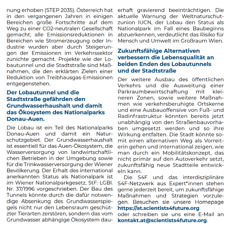 Wien_Oida's tweet photo. 2021 veröffentlichten die "Scientists 4 Future" eine Stellungnahme zur #Lobauautobahn und zugehörigen Straßenprojekten. Diese sind aus der Zeit gefallen, nicht mit den Zielen der Stadt Wien vereinbar und gefährden den Grundwasserhaushalt und damit auch Wiens Wasserversorgung. 27/ https://t.co/xOQ0ln4eYX