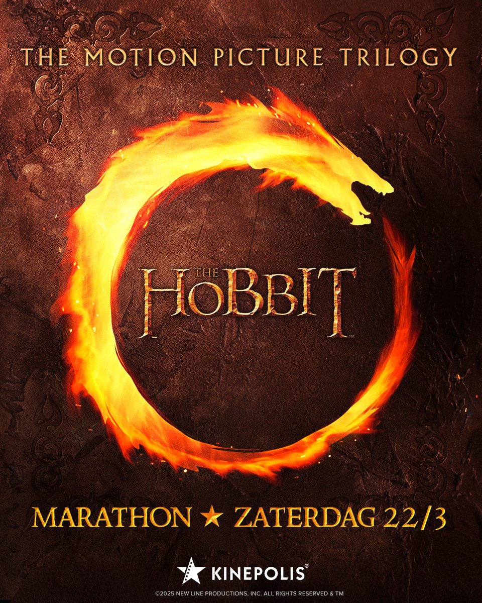 Bereid je voor op een lange, onvergetelijke reis want we gaan weer naar Midden-aarde 🏞️ Deze keer tijdens de volledige 𝐓𝐡𝐞 𝐇𝐨𝐛𝐛𝐢𝐭 𝐌𝐚𝐫𝐚𝐭𝐡𝐨𝐧 op 22 maart! Koop snel je tickets > kinepolis.be/thehobbit