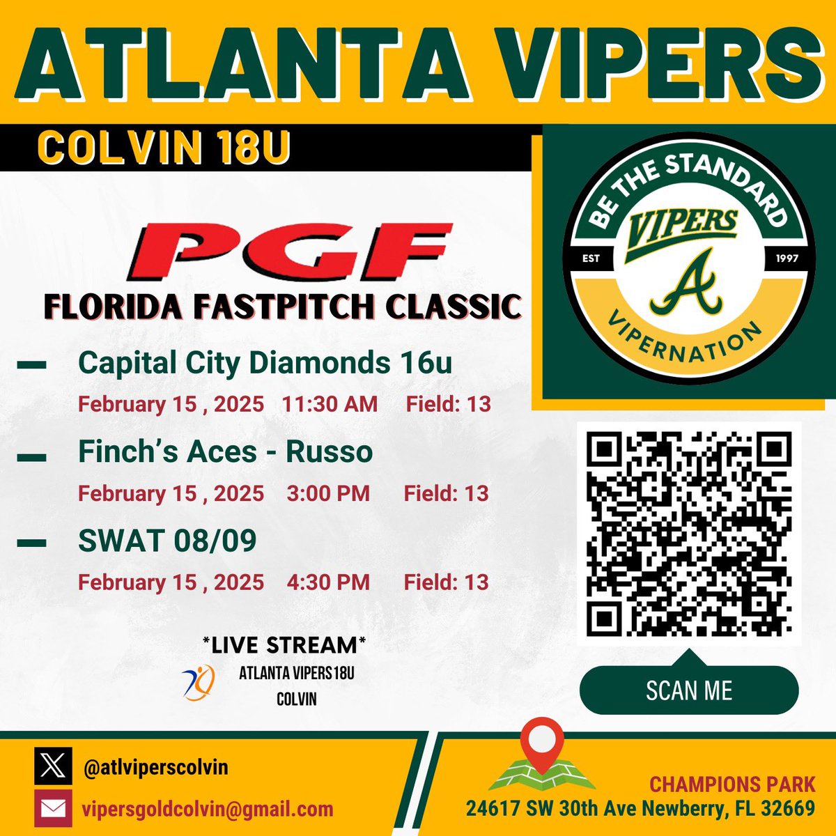First tournament of the season loading next week!! 🥎 We can’t wait to hit the field with this group!! Come watch our girls work!  💪🏼🤩 
 <a href="/thevipernation/">Atlanta Vipers Fastpitch</a> <a href="/spatte1108/">Selena Collins-Patterson</a> <a href="/ExtraInningSB/">EXTRA INNING SOFTBALL</a> <a href="/LineDsoftball/">Line Drive Media</a> <a href="/TopPreps/">SPORTS NEWS, VIDEOS, GRAPHICS, EXPOSURE & MORE</a> <a href="/ImpactRetweets/">Impact Promotions</a> @Los_Stuff <a href="/CoastRecruits/">Coast 2 Coast Recruits</a>
<a href="/IHartFastpitch/">I❤️Fastpitch</a> <a href="/SBRRetweets/">Softball Recruiting Reposts</a>