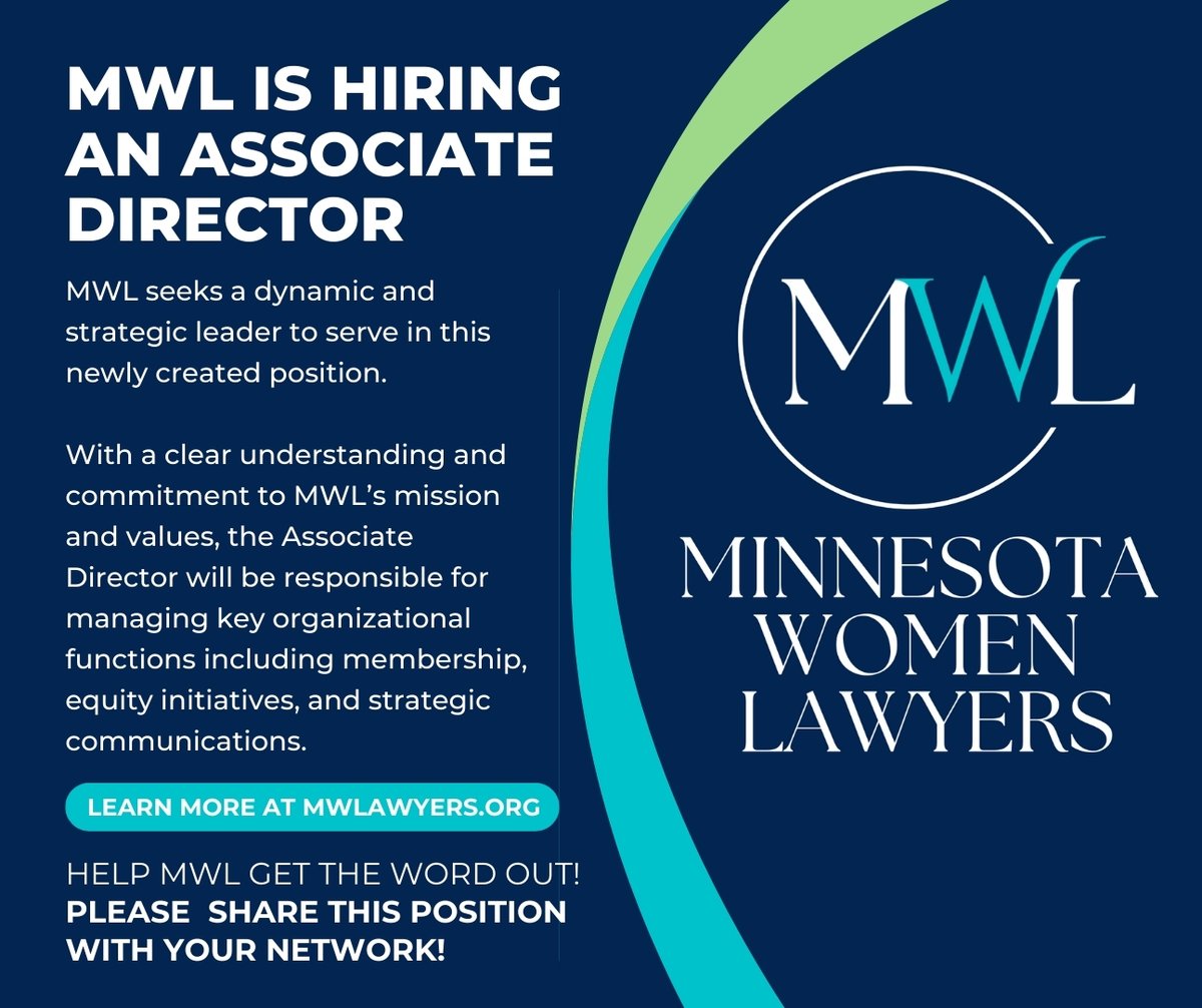 View the full job announcement at mwlawyers.org/news/693060/MW….  QUESTIONS? Contact MWL Executive Director (dpexa@mwlawyers.org).