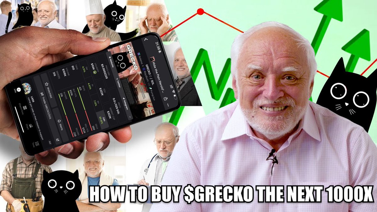 i just saw my hooman make this thumbnail for his youtube channel. my hooman is giving gems before his own launch.. #based 

tutorial coming soon on how to buy $grecko by #hidethepainharold $pain lfg meow

dexscreener.com/solana/FXo6QkD…