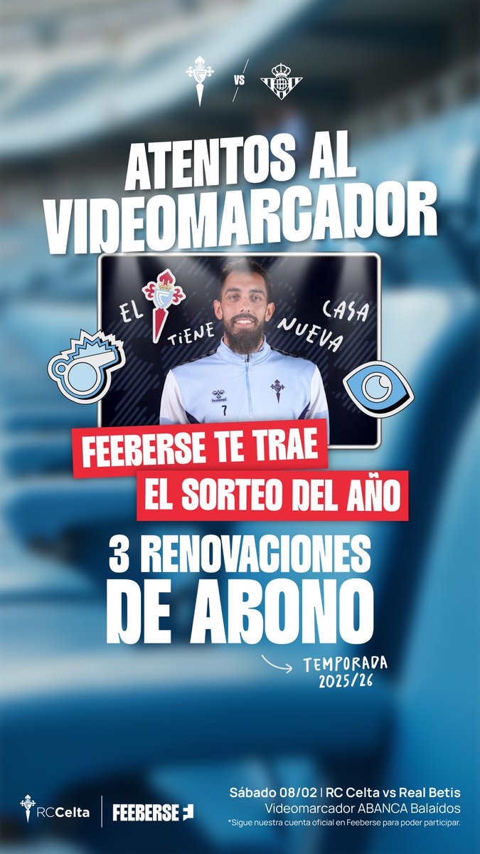 feeberse's tweet image. 𝗖𝗲𝗹𝘁𝗶𝘀𝘁𝗮, 𝗮𝗵𝗼𝗿𝗮 𝘁𝗲 𝘁𝗼𝗰𝗮 𝗮 𝘁𝗶 🫵

 🩵 Para celebrar el nuevo patrocinio con el @RCCelta, sorteamos la 𝗿𝗲𝗻𝗼𝘃𝗮𝗰𝗶𝗼́𝗻 𝗱𝗲 𝟯 𝗮𝗯𝗼𝗻𝗼𝘀 para la temporada 25/26.

‼️ Estad atentos a los videomarcadores y a nuestras redes durante el descanso.

🔗…