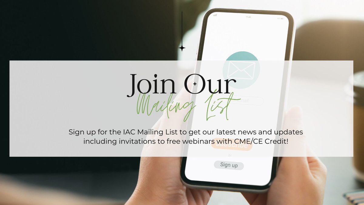 Are you signed up for the IAC mailing list?
---
Sign Up Today &gt;&gt; intersocietal.org/signup
--- 
Take a quick moment to sign up or update your contact info to ensure you're getting all of the latest news, updates, webinar invitations and more from IAC!