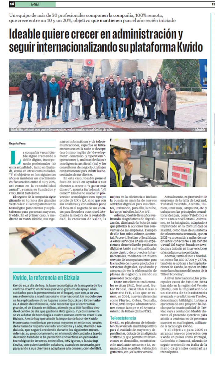 Muchas gracias a <a href="/Estrategianet/">Estrategia.net</a> por hacerse eco de los avances de <a href="/Ideable/">Ideable</a> en #IA y #Data en los últimos meses y de cómo <a href="/Kwido_es/">Kwido</a> es referente en #teleasistencia avanzada en España e Italia