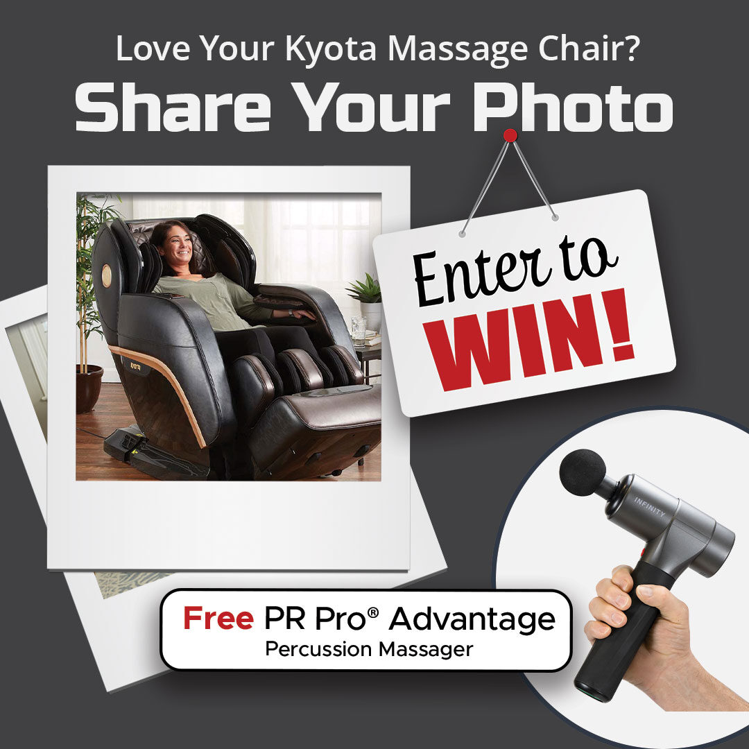 🌟📸 Share a photo or video of you in your massage chair and every month, we pick one lucky customer to win a FREE Advantage Massage Gun ($349 value).. Submit your photo now: hubs.li/Q032KzfQ0. 
#SnapWinRelax #MonthlyWinner #WinFreeMassageGun #LoveMyKyotaMassageChair