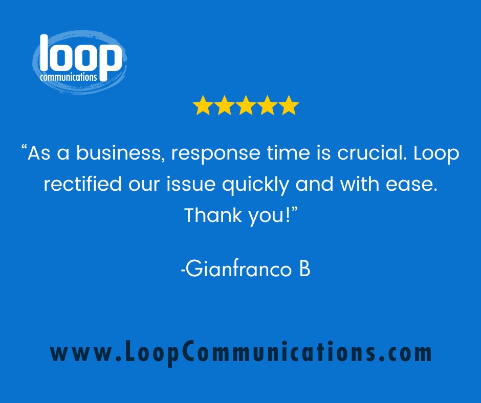 Our customers are raving about us! 🌟 Check out what they have to say and see why Loop Communication is their top choice! 

#CustomerLove #LoopCommReviews #VoIP #BusinessCommunications #Telecom #Voice #VoIPPartner #PBX #UnifiedCommunications #Telephony #BusinessVoice