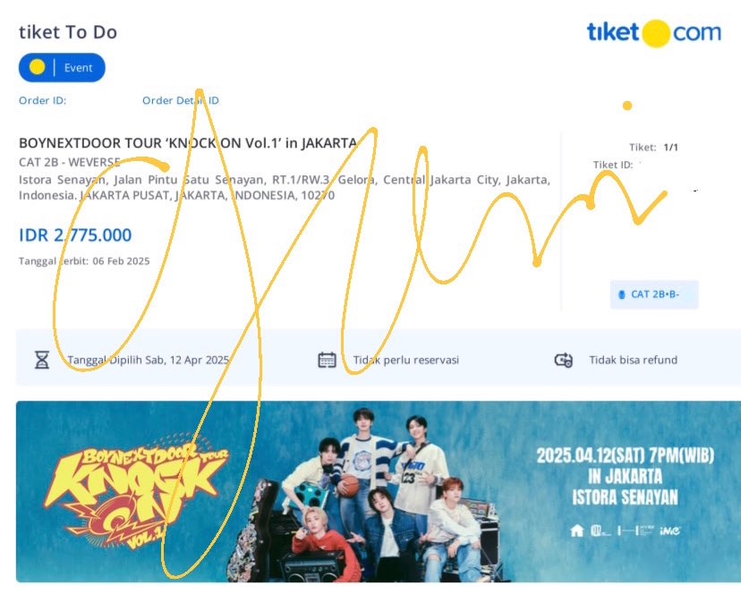 wts ㅡ help rt ✨ 

boynextdoor knock on vol 1 jakarta
cat 2b presale weverse (row b) 

idr 2.6OO.OOO

dilepas underprice soalnya pindah section. diurus sampe fisik, all proof, boleh cicilan sampe hari h asal fix 🥺

t. bnd bonedo tiket #KNOCK_ON_Vol_1_IN_JAKARTA