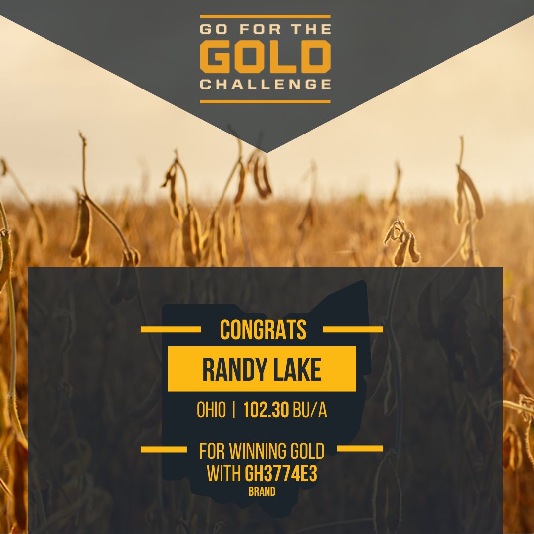 Randy Lake knocked it out of the park and clinched first place in the Go for the Gold yield challenge in Ohio, with GH3774E3 yielding 102.30 Bu/A! 🏆 
#GFTG24