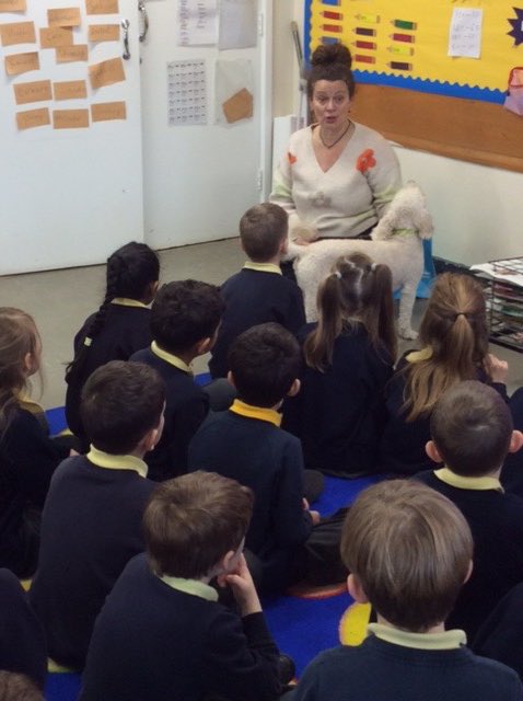 LancotSchool's tweet photo. Year 2 had a special visit from Miss Harris and Watson to learn all about caring for dogs! From diet and health to the amazing benefits of having a furry friend, the children gained some fantastic insights. We can’t wait to see their explanation texts! 📝🐾 #Year2 #FutureWriters https://t.co/xbkGkg0svu