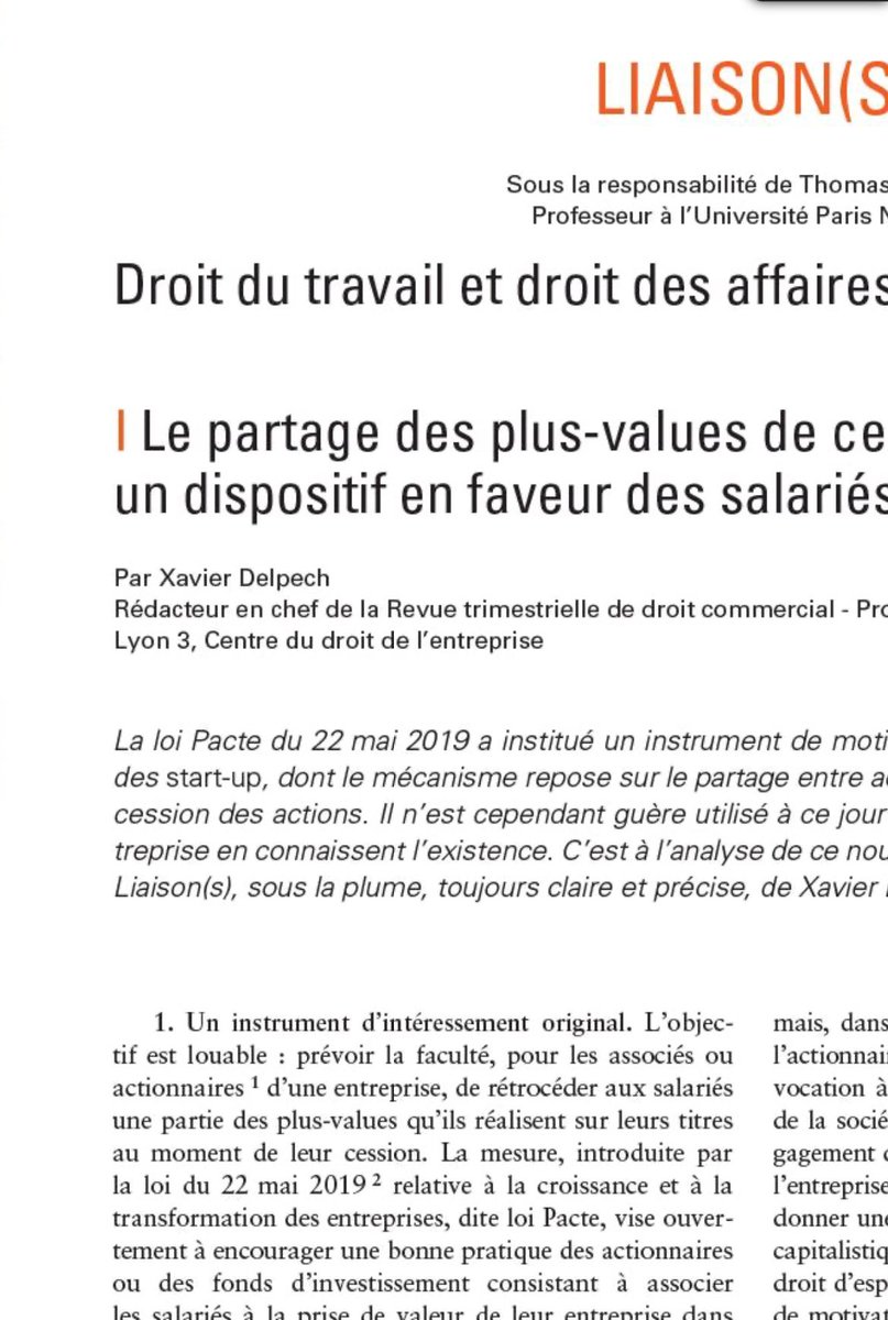 Xavier Delpech (@xavier_delpech) on Twitter photo 🛠️ ⚖️A lire dans la Revue de droit du travail <a href="/Dalloz/">Editions Dalloz</a> mon article consacré à ce mécanisme trop méconnu qu’est le partage des plus-value de cession de titres instauré en faveur des salariés de la société émettrice des titres cédés dallozknd-pvgpsla5.dalloz-revues.fr/fr/pvPageH5B.a… 🛠️ ⚖️A lire dans la Revue de droit du travail <a href="/Dalloz/">Editions Dalloz</a> mon article consacré à ce mécanisme trop méconnu qu’est le partage des plus-value de cession de titres instauré en faveur des salariés de la société émettrice des titres cédés dallozknd-pvgpsla5.dalloz-revues.fr/fr/pvPageH5B.a…
