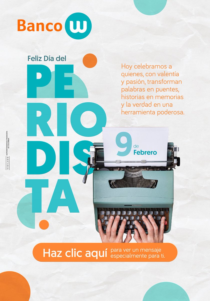 Gracias por ser los ojos y oídos de nuestro país: feliz día del periodista les deseamos en el Banco W a quienes han elegido esta bonita profesión. Los invitamos a ver un video que hemos preparado con mucho cariño lnkd.in/enZKHN3T
