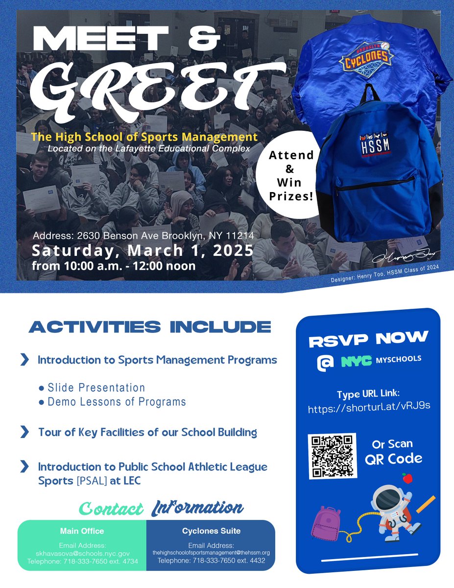 🫵🏻 𝗪𝗲 𝘄𝗮𝗻𝘁 𝘆𝗼𝘂 𝘁𝗼 𝘀𝗲𝗹𝗲𝗰𝘁 𝗼𝘂𝗿 𝘀𝗰𝗵𝗼𝗼𝗹!

"Meet and Greet" event on Saturday, March 1 from 10:00 a.m. to 12:00 noon.

𝗪𝗲 𝘄𝗮𝗻𝘁 𝘆𝗼𝘂 𝘁𝗼 𝗮𝘁𝘁𝗲𝗻𝗱! 🫵🏻

Just click the link: shorturl.at/vRJ9s or scan the QR code on the attached flyer.