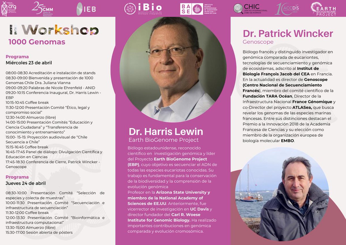 Hablemos del II Workshop de @1000genomascl y sus increíbles keynotes del <a href="/EarthBioGenome/">Earth BioGenome Project</a> y <a href="/fr_genomics/">France Génomique</a>. Ya pueden inscribirse para ser parte de esta instancia única que combina lo mejor de la #ciencia con el interés ciudadano por la #biodiversidad de 🇨🇱: forms.gle/f61iT4tMrNQZVS…