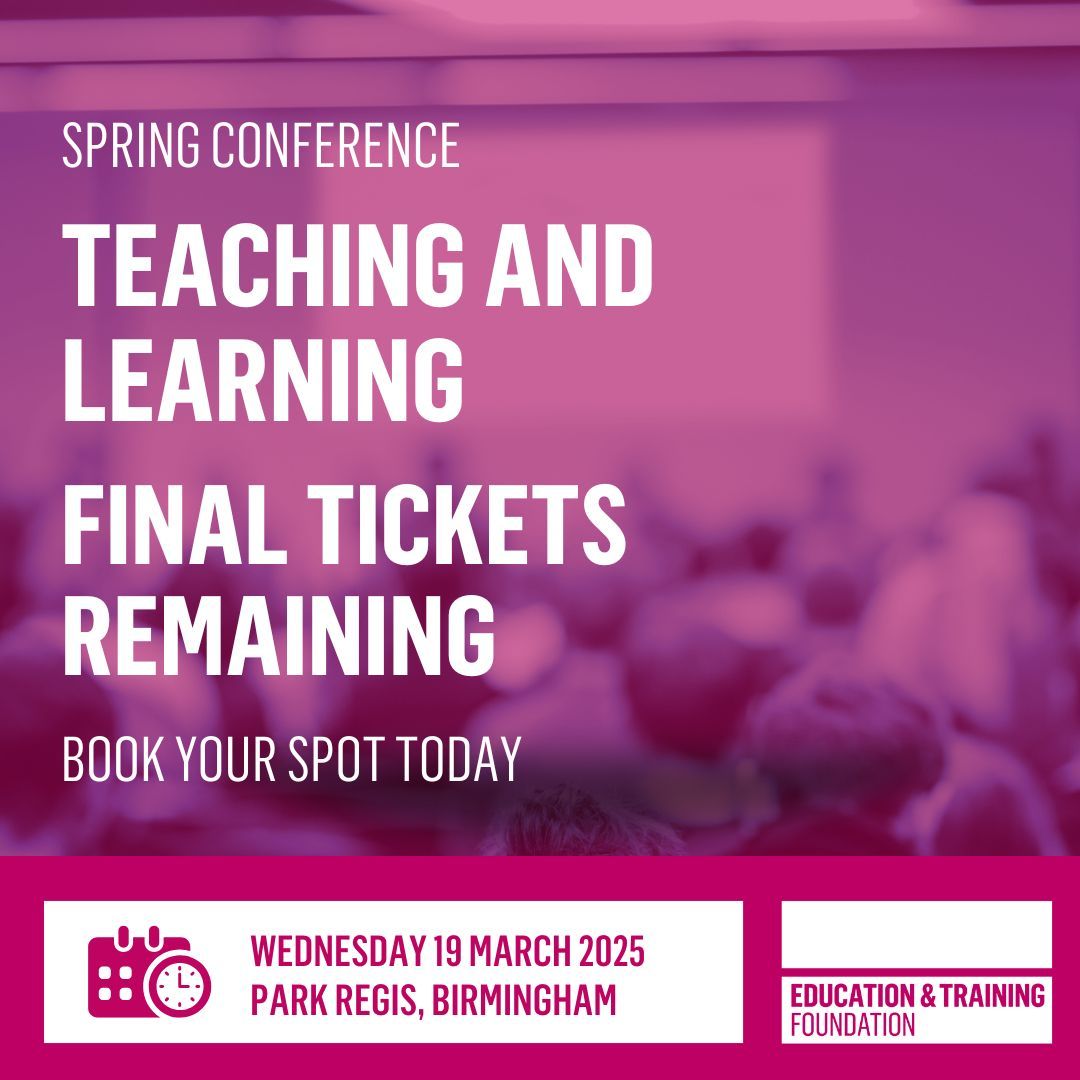 Time is running out to secure your place at the upcoming Teaching and Learning Conference. With only a few tickets remaining, this is your last opportunity to book your spot.🎟

Register today - buff.ly/3WOZM21