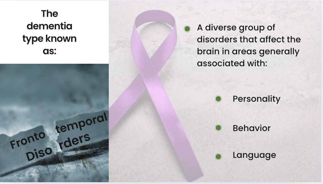 E3Cares's tweet photo. #FrontotemporalDisorders (FTD) starts b/c portions of the frontal & temporal lobes of the brain atrophy—meaning “shrunk” in size.
Aphasia—a previously held ability to speak or understand spoken or written language—is common.
Other symptoms track w/familiar #dementia signs. https://t.co/YH6DxhrYR7