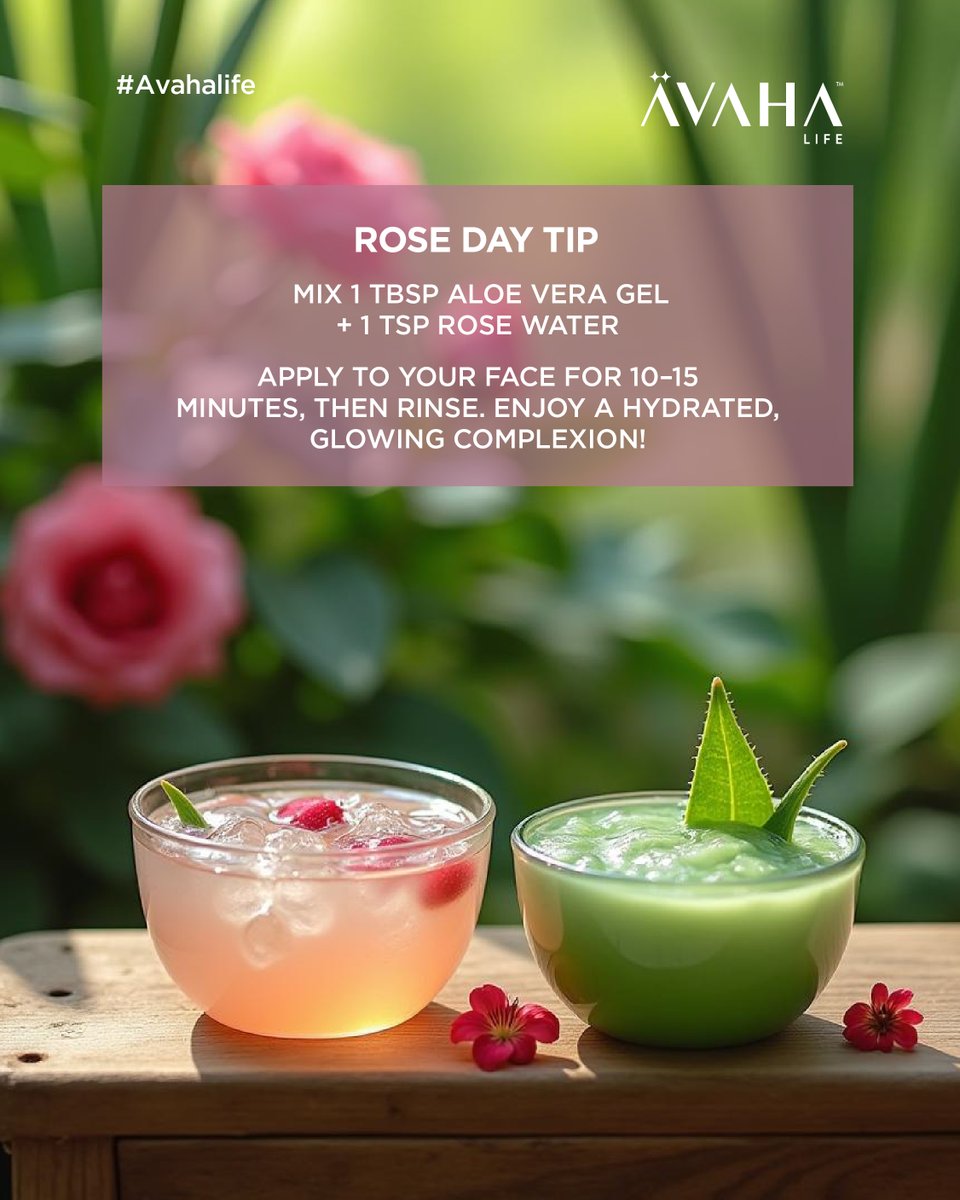 avahalife's tweet photo. 🌹✨ Rose Day Glow Hack! Aloe hydrates, rose water soothes—together they unlock glass skin! 💖 Mix aloe &amp; rose, apply for 10-15 mins, rinse &amp; glow! ✨ Tag your skincare bestie &amp; share your fave combo!

#RoseDay #AvahaLife #Aloevera #Glow #Skincare #Beautytips #Hyderabad #India https://t.co/yLgCTgO7eK