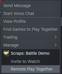 ScrapsArena's tweet photo. To play with your friends in-game, press "ALT + TAB" and invite your friends with "Remote Play Together".

Have fun Robots ! 😁 https://t.co/8Fi9PdnMAA