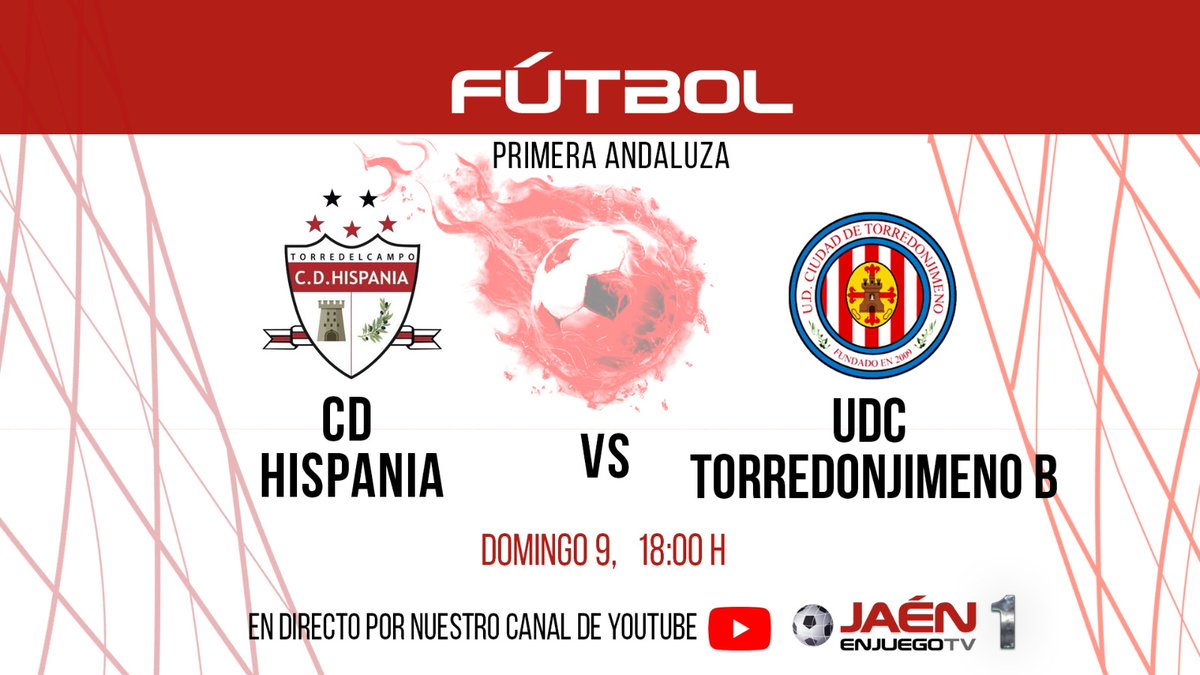 🚨RETRANSMISIÓN ‼️

👉Y la Primera Andaluza, como cada semana en JeJ... Está vez nos vamos a JAMILENA

Allí, el domingo se jugará el partido entre <a href="/CDHispania/">CD Hispania ⭐⭐⭐⭐⭐</a> y <a href="/UDCTOFICIAL/">UDC Torredonjimeno</a> B y lo podrás ver desde las 18:00 horas, aquí: youtube.com/live/u3pvprauK…
