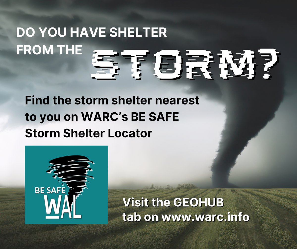 WestAlaRegional's tweet photo. Friday Fact: Feb. 3 - 7 is Severe Weather Awareness Week...WARC now has an interactive map where you can find the storm shelter nearest to you! Check it out at https://t.co/8qgSOh8wav under the GeoHub tab. #FridayFacts #SevereWeatherAwarenessWeek #stormshelter https://t.co/AzG09mzlzy