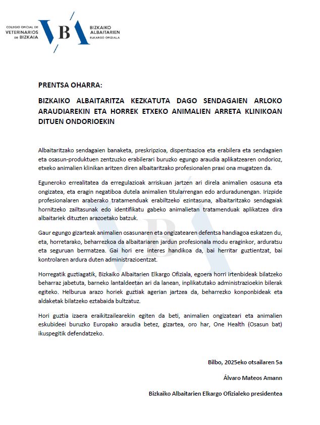 colvetbizkaia (@colvetbizkaia) on Twitter photo Entrevista a nuestro presidente <a href="/A_MateosAmann/">Alvaro Mateos Amann</a> en el programa Más de Uno Bizkaia de <a href="/OndaCeroEuskadi/">Onda Cero Euskadi</a> sobre la preocupación existente en la profesión, debido a la normativa en materia de medicamentos veterinarios y sus repercusiones
youtu.be/ccUytYkvZA8?si… a través de <a href="/YouTube/">YouTube</a> Entrevista a nuestro presidente <a href="/A_MateosAmann/">Alvaro Mateos Amann</a> en el programa Más de Uno Bizkaia de <a href="/OndaCeroEuskadi/">Onda Cero Euskadi</a> sobre la preocupación existente en la profesión, debido a la normativa en materia de medicamentos veterinarios y sus repercusiones
youtu.be/ccUytYkvZA8?si… a través de <a href="/YouTube/">YouTube</a>