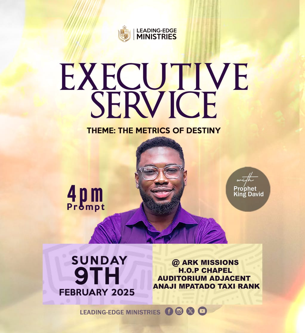 LeadingEdgeMini's tweet photo. Join us for The Metrix of Destiny – a life-transforming Executive Service with Prophet King David

📅 Sunday, February 9, 2025
📍 Ark Mission Chapel, Anaji (Adjacent Mpatado Taxi Station)
⏰ 4 PM

Don't miss this powerful encounter! #MetrixOfDestiny #LeadingEdgeMinistries https://t.co/pJDeCQkiOt