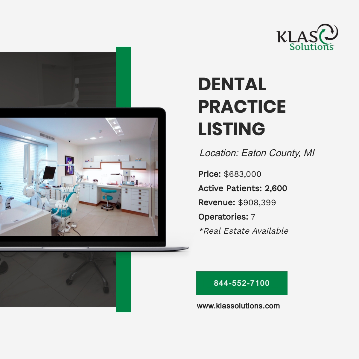 KLASSolutions's tweet image. Eaton County Dental Practice Still Available!

Looking for the perfect opportunity to own your own practice? This established Eaton County dental practice is still on the market.

📞 Contact us today to learn more at (844) 552-7100!

#dentalpractice #practicesale #KLASSolutions
