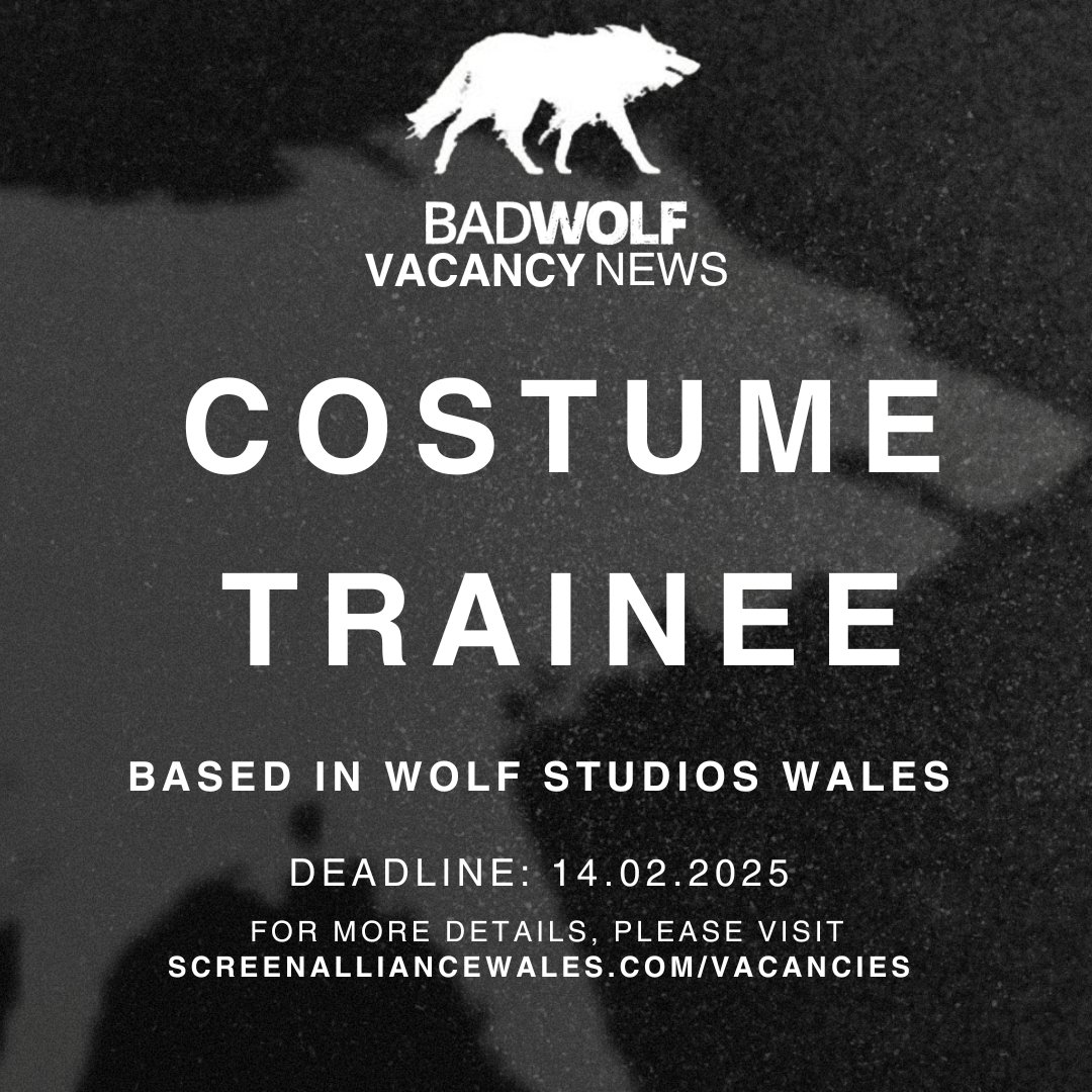 ScreenAllianceW's tweet photo. VACANCY TIME📣
@BadWolf_TV are seeking trainees to join the team on a High-End TV Drama!
They are seeking:
📊 Accounts Trainee
🧵 Costume Trainee
🖥 Edit Trainee
🎨 Graphics Trainee https://t.co/t0LF9PX6rL