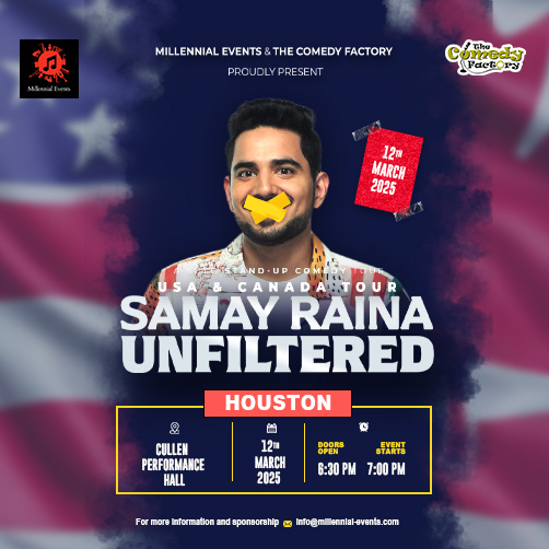 Samay Raina: Unfiltered is coming to Houston! 

Get your tickets now at cph.evenue.net!