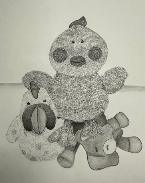 SchneiderArtMHS's tweet photo. Observational drawing with focus on depicting simulated textures with value. Drawing & Painting 1, phenomenal job! #toystilllife #observationaldrawing
#texture https://t.co/SqIF1YW3Et