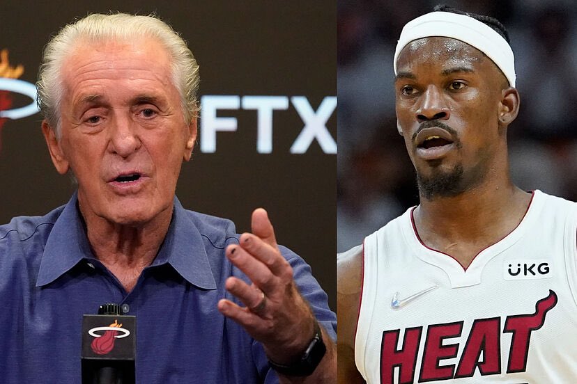 TheDunkCentral's tweet image. Pat Riley reportedly cried during his meeting with Jimmy Butler in an attempt to get him to stay, but Butler reportedly viewed him as “unhinged” and became even more convinced to leave the Heat, per @TheAthletic 

“According to multiple league sources with knowledge of the…