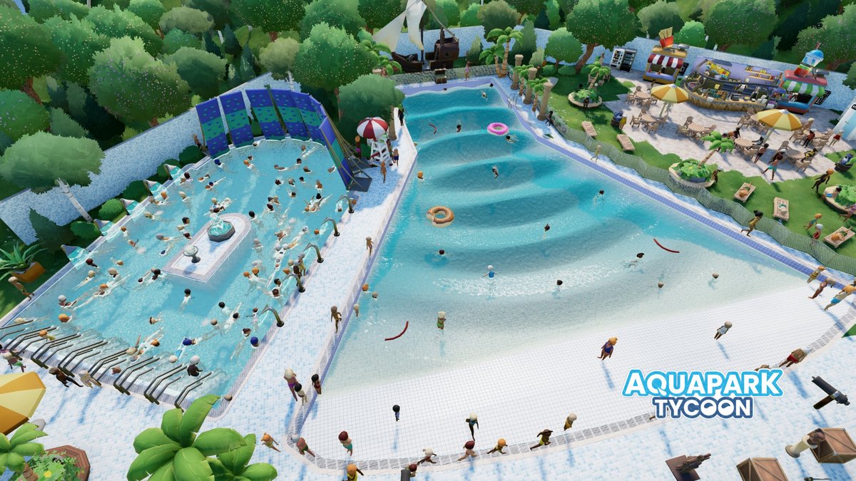 Making some waves with #AquaparkTycoon! 
Super happy with how the new visuals bring the water to life - feels way more inviting now. 
What do you think? Would you take a dip? 🌊

#screenshotsaturday  #weekendmood #GameDev