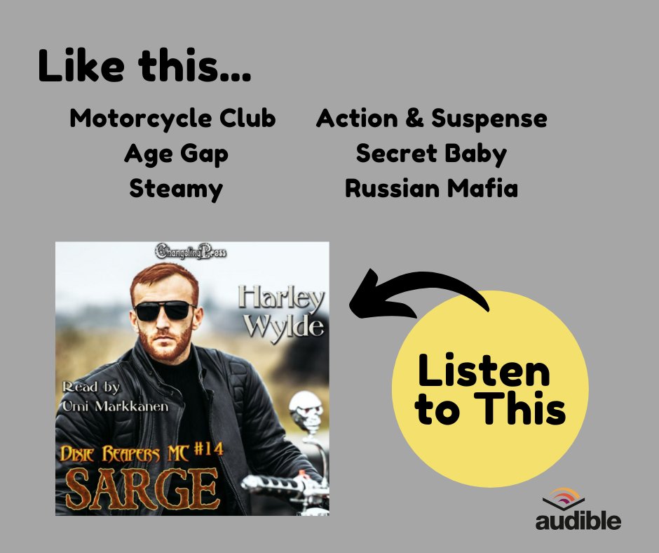 When danger lurks, and family ties are tested, one fierce woman finds herself in the grip of an irresistible alpha she never saw coming. 

Now at #Audible 
my.linkpod.site/SargeAudiobook

#mcromance #agegapromance