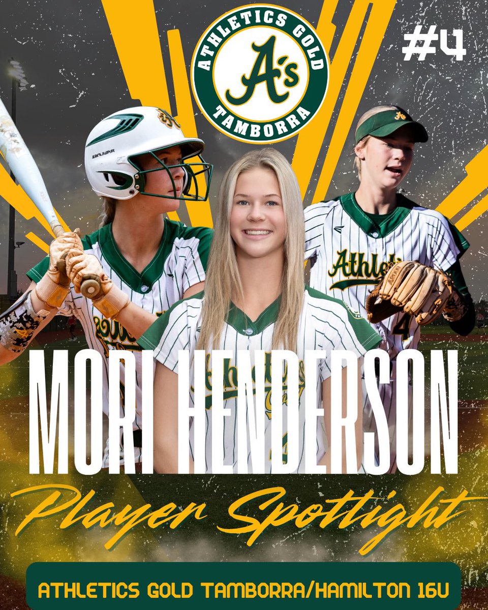 Athletics Gold Tamborra ‘09 (@athleticsgold09) on Twitter photo 🌟 𝑷𝑳𝑨𝒀𝑬𝑹 𝑺𝑷𝑶𝑻𝑳𝑰𝑮𝑯𝑻 🌟 Everyone meet our #4, <a href="/MoriHenderson4/">Mori Henderson</a>!!!
𝑭𝒂𝒗𝒐𝒓𝒊𝒕𝒆 𝒇𝒐𝒐𝒅? Mexican food
𝑭𝒂𝒗𝒐𝒓𝒊𝒕𝒆 𝒅𝒓𝒊𝒏𝒌? Dr. Pepper
𝑭𝒂𝒗𝒐𝒓𝒊𝒕𝒆 𝒔𝒐𝒏𝒈? “Am I Okay?” by Megan Moroney
𝑭𝒂𝒗𝒐𝒓𝒊𝒕𝒆 𝒎𝒖𝒔𝒊𝒄𝒊𝒂𝒏/𝒃𝒂𝒏𝒅/𝒔𝒊𝒏𝒈𝒆𝒓? 🌟 𝑷𝑳𝑨𝒀𝑬𝑹 𝑺𝑷𝑶𝑻𝑳𝑰𝑮𝑯𝑻 🌟 Everyone meet our #4, <a href="/MoriHenderson4/">Mori Henderson</a>!!!
𝑭𝒂𝒗𝒐𝒓𝒊𝒕𝒆 𝒇𝒐𝒐𝒅? Mexican food
𝑭𝒂𝒗𝒐𝒓𝒊𝒕𝒆 𝒅𝒓𝒊𝒏𝒌? Dr. Pepper
𝑭𝒂𝒗𝒐𝒓𝒊𝒕𝒆 𝒔𝒐𝒏𝒈? “Am I Okay?” by Megan Moroney
𝑭𝒂𝒗𝒐𝒓𝒊𝒕𝒆 𝒎𝒖𝒔𝒊𝒄𝒊𝒂𝒏/𝒃𝒂𝒏𝒅/𝒔𝒊𝒏𝒈𝒆𝒓?