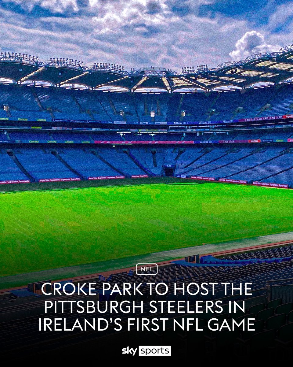 SkySportsNFL's tweet photo. The Pittsburgh Steelers are heading to Ireland in 2025 🇮🇪 https://t.co/2L6wjbGNZb