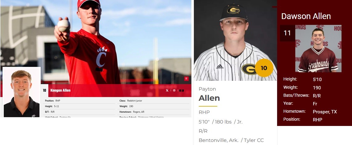 I want to wish my cousins good luck with their baseball seasons starting next week. Keegan at Cincinnati. <a href="/Keegan_Allen10/">Keegan Allen</a>, <a href="/GoBearcatsBASE/">Cincinnati Baseball</a>. Payton at Grambling State. <a href="/payton_allen_1/">Payton Allen</a> <a href="/GramSt_Bsb/">Grambling State Baseball</a> and Dawson at Fort Scott Kansas. <a href="/DawsonAllen2024/">Dawson</a>, <a href="/fsgreyhounds/">Greyhound Athletics</a>. ⚾️