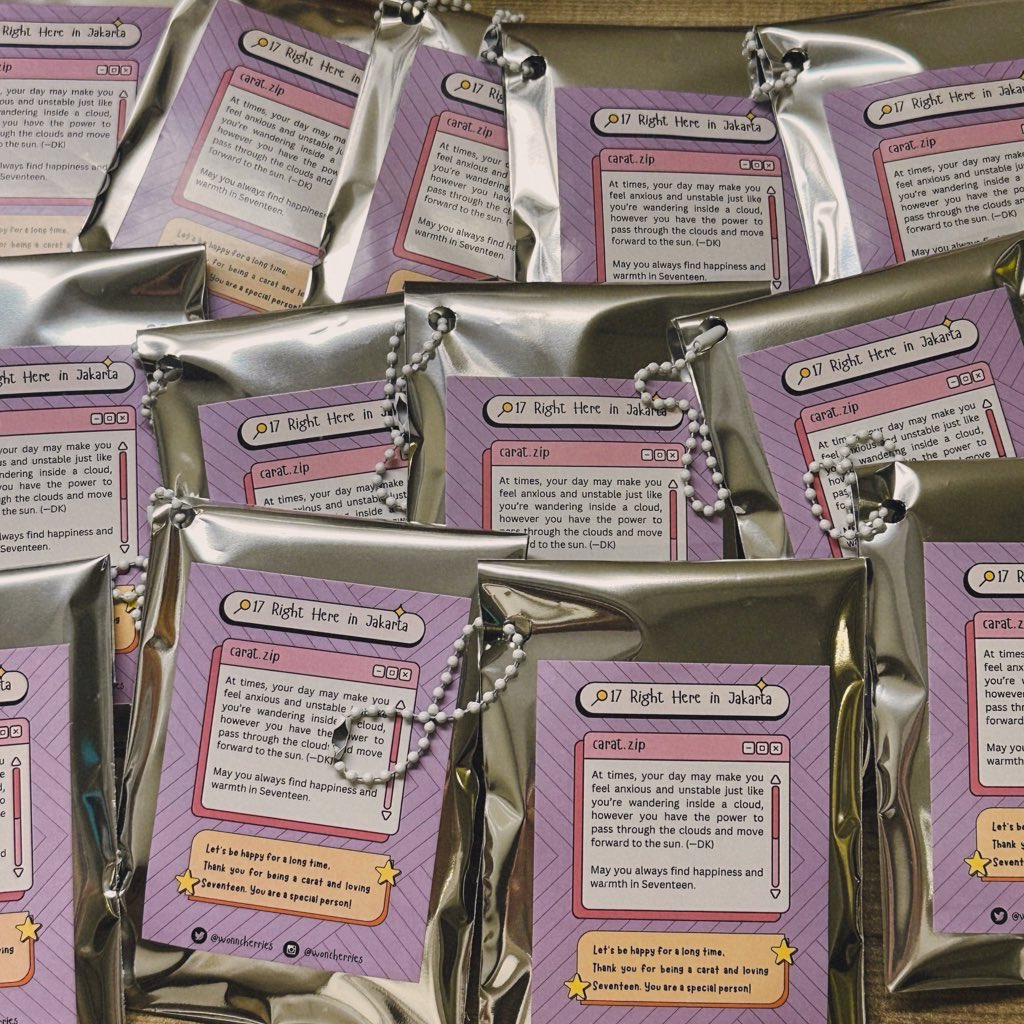 wonncherries's tweet image. ⋆˚𝜗 Seventeen Right Here in Jakarta Freebies 𝜚˚⋆

🗓️ 8-9 February 2025
📍Jakarta International Stadium (JIS)
⏰ TBA

♡ random 1 out of 13, limited quantity ♡ 
• please do not sell/throw away •