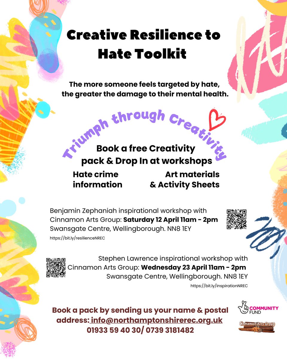 NREC - Northamptonshire Rights & Equality Council (@northantsrec) on Twitter photo Creative Resilience to Hate
Book free pack by sending your name & postal address: info@northamptonshirerec.org.uk Creative Resilience to Hate
Book free pack by sending your name & postal address: info@northamptonshirerec.org.uk