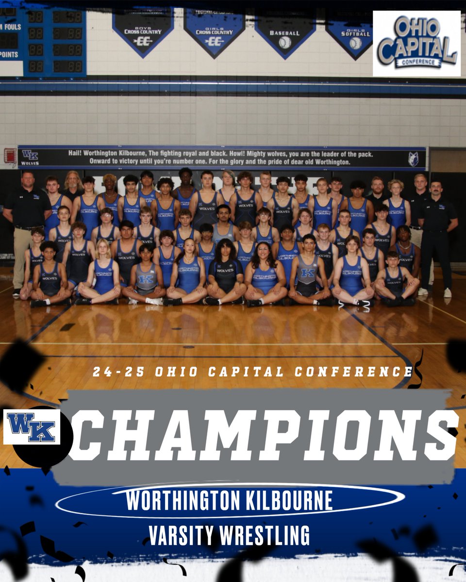 WKHSWolves's tweet image. Introducing for the first time in school history .. Your OCC Champions @WKHSwrestling! Great performance last night!! #ForTheWolves #ItsWorthIt