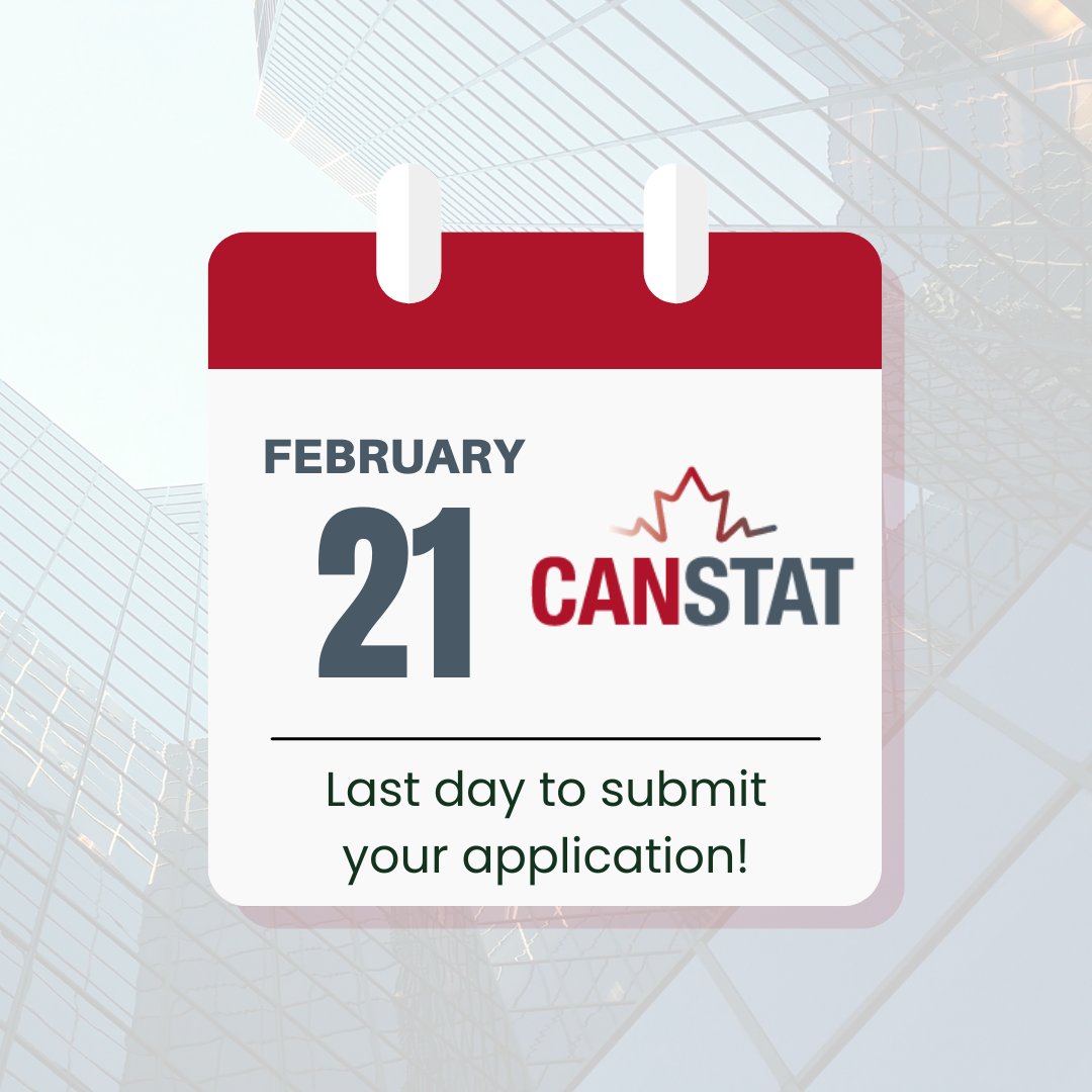 CANSTAT (@can_stat) on Twitter photo 📢 There's two weeks left to submit your CANSTAT application! 
Review the eligibility requirements here: can-stat.ca/admissions-and…
#ClinicalTrials #Biostatistics #Biostatisticians #StatsTraining #ResearchStatistics #StatsTraining 📢 There's two weeks left to submit your CANSTAT application! 
Review the eligibility requirements here: can-stat.ca/admissions-and…
#ClinicalTrials #Biostatistics #Biostatisticians #StatsTraining #ResearchStatistics #StatsTraining