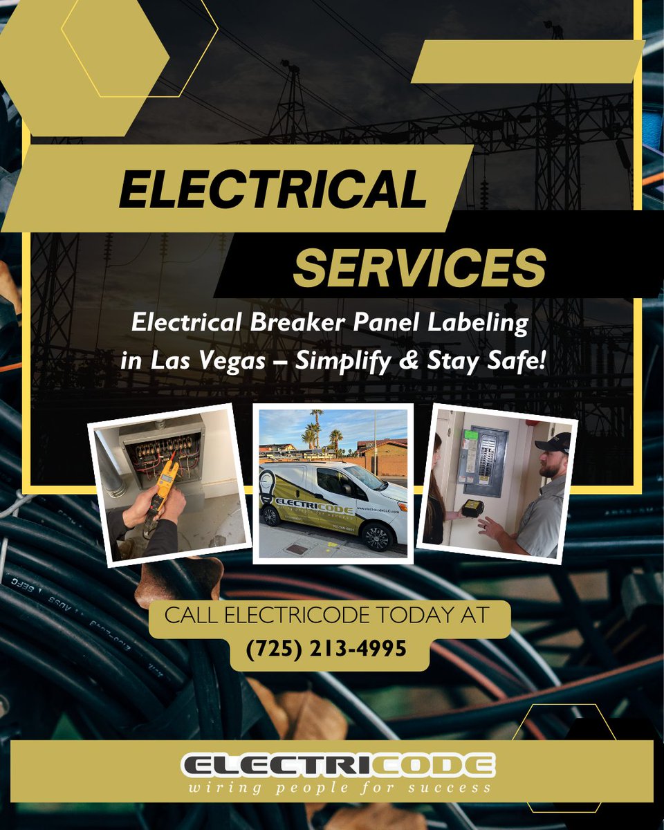 ElectricodeLV's tweet photo. Proper breaker panel labeling ensures safety and simplifies maintenance. ⚡ Electricode provides expert labeling for easy circuit identification, preventing costly mistakes. #ElectricSafety #BreakerPanelLabeling https://t.co/1aswFc9sUp