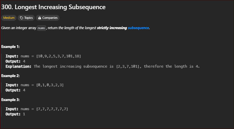 JashanMaan81547's tweet image. Hey friends! 🎉 Can you believe it’s already Day 97 of my #100DaysOfCode Challenge? Today, I’m diving into Leetcode problem 300!
 A big shoutout to my amazing mentor at @ApnacollegeX for all the support!
 Let’s keep having a blast learning and building together! #learnandbuild