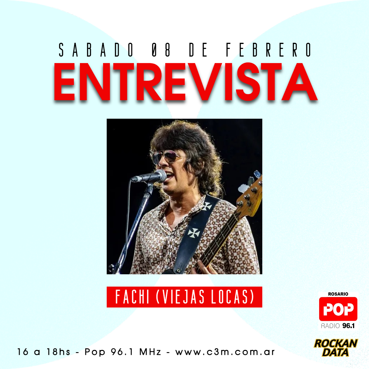 🎸🔥 ¡Este sábado en Rockandata tenemos un invitado de lujo! 🔥🎸

Charlamos con Fachi Crea, histórico bajista de Viejas Locas, para repasar su carrera, anécdotas y el legado de una de las bandas más icónicas del rock nacional.

📅 Sábado | 18 a 20 hs
📻 Pop Rosario 96.1 MHz