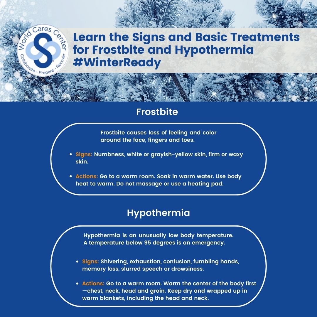 WorldCares's tweet image. Learn the signs of frostbite and hypothermia to stay safe this winter. Visit our Disaster Volunteerism Academy for resources. Stay #WinterReady! 

@nycgov @nychealthy @nycemergencymanagement @readygov @cdcgov @fema @nws 

#ResolveToBeReady #PrepTips #WorldCaresCenter #FEMA