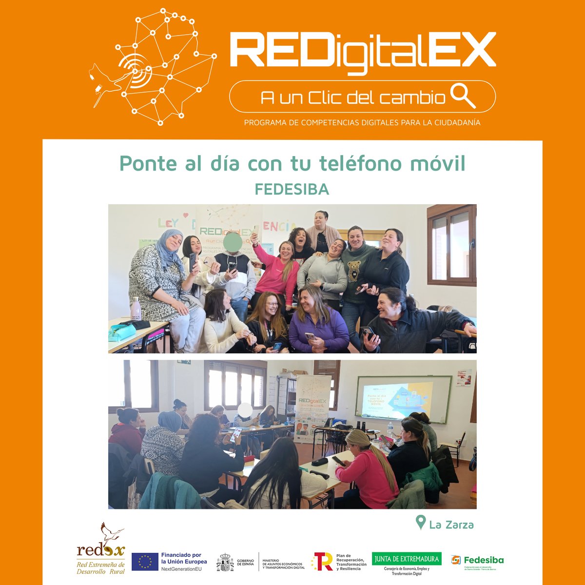 REDigitalEX's tweet photo. 📲 En el programa ESCALA Civitae de La Zarza, hemos aprendido a maximizar el uso del móvil con Aurora Triviño de @fedesiba . Exploramos comunicación, productividad, bienestar digital y mucho más.

#CompetenciasDigitales #Extremadura #AUnClicDelCambio https://t.co/iat0UtvVYS