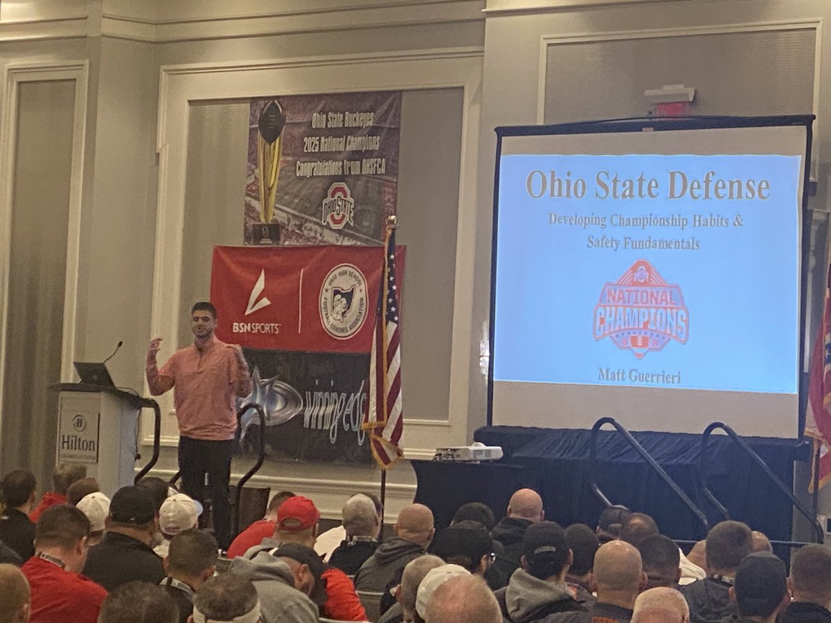OHSFCA (@ohsfca) on Twitter photo America’s Greatest Football Clinic
National Champion <a href="/OhioStateFB/">Ohio State Football</a> Asst Coach <a href="/MattGuerrieri/">Matt Guerrieri</a> talking the Ohio State Defense America’s Greatest Football Clinic
National Champion <a href="/OhioStateFB/">Ohio State Football</a> Asst Coach <a href="/MattGuerrieri/">Matt Guerrieri</a> talking the Ohio State Defense