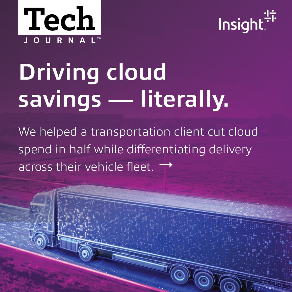 ZargentoT's tweet image. We’re driving impactful results through technology — literally. 🚚

In the latest #TechJournal, see how Insight helped a transportation company cut cloud spending by 50%, reinvest in faster delivery, and improve software performance.

Read the story → ms.spr.ly/6000m9HaG