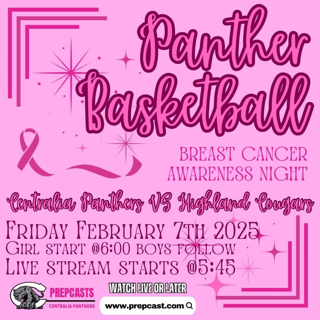 BIG home conference game tonight! Two State ranked teams that are both undefeated in CCC play!

C3 #3 Lady Panthers (19-1, 2-0) vs C3 Highland (21-2, 3-0)

Also a special night as it is the annual “Awareness Night” this year’s fundraiser goes towards Breast Cancer Research.